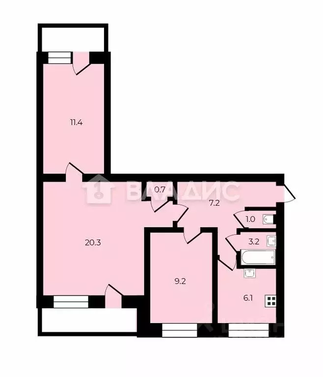 3-к кв. Санкт-Петербург Искровский просп., 4К3 (61.1 м) - Фото 2