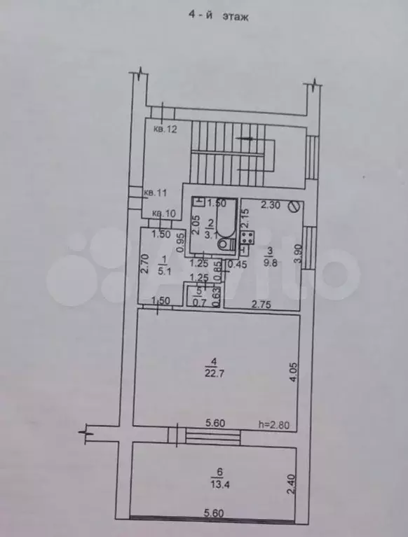 1-к. квартира, 41,4 м, 4/4 эт. - Фото 0