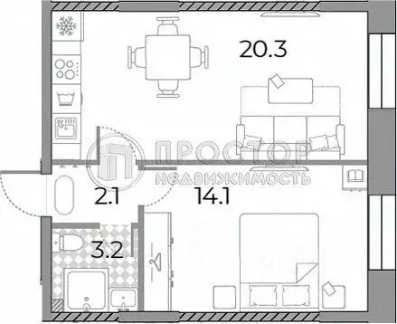 2-к кв. Москва Зиларт жилой комплекс, 21/22 (39.8 м) - Фото 1