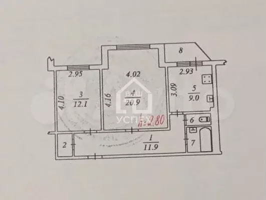 2-к. квартира, 60,9 м, 6/9 эт. - Фото 0