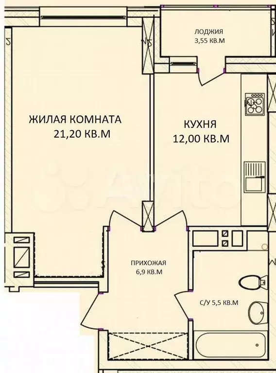 1-к. квартира, 46 м, 15/20 эт. - Фото 0