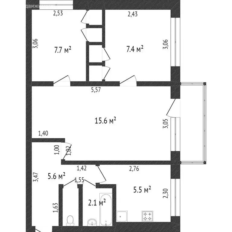 3-комнатная квартира: Кемерово, улица Ленина, 12 (59.9 м) - Фото 0