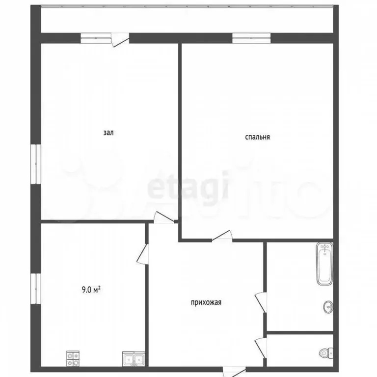 2-к. квартира, 50 м, 9/12 эт. - Фото 0