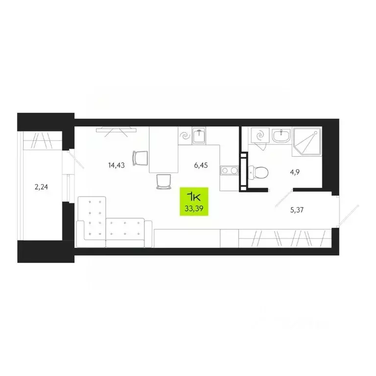 1-к кв. Томская область, Томск Уютный жилой квартал, ул. Маяковского, ... - Фото 1