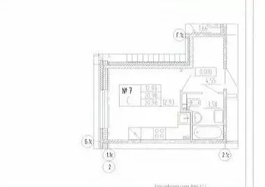 Студия Санкт-Петербург наб. Реки Каменки, 3к3 (20.98 м) - Фото 2