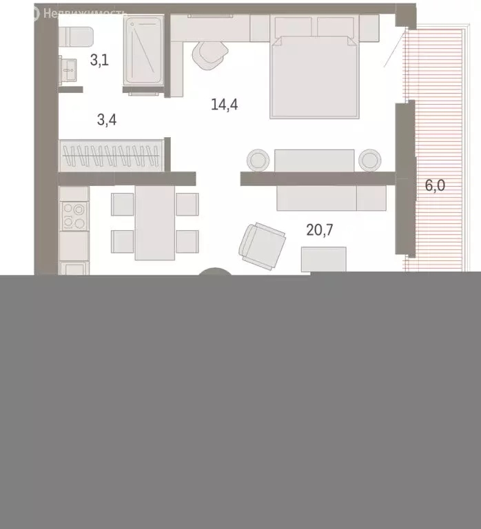 2-комнатная квартира: Тюмень, улица Республики, 205к3 (69.68 м) - Фото 2