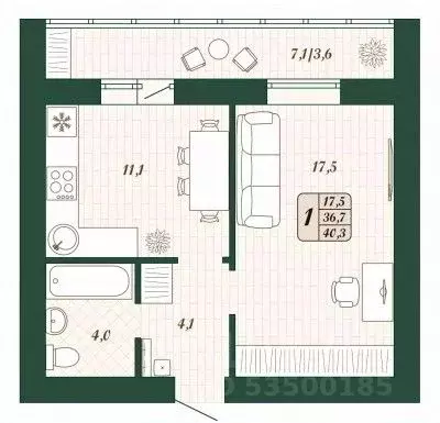 1-к кв. Самарская область, Волжский район, Смышляевка городское ... - Фото 1