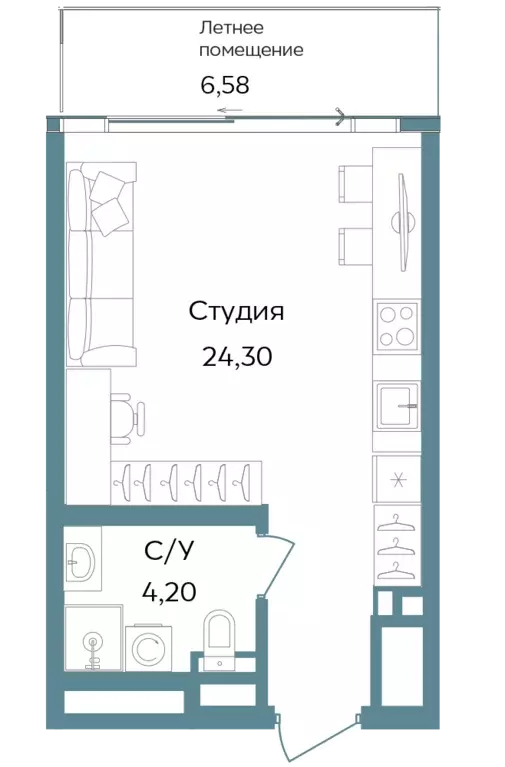 квартира-студия, 35.08 м - Фото 0