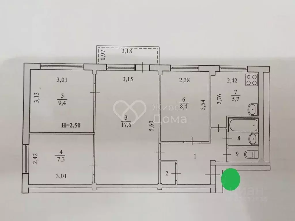 4-к кв. Волгоградская область, Волгоград ул. Германа Титова, 40 (58.0 ... - Фото 2
