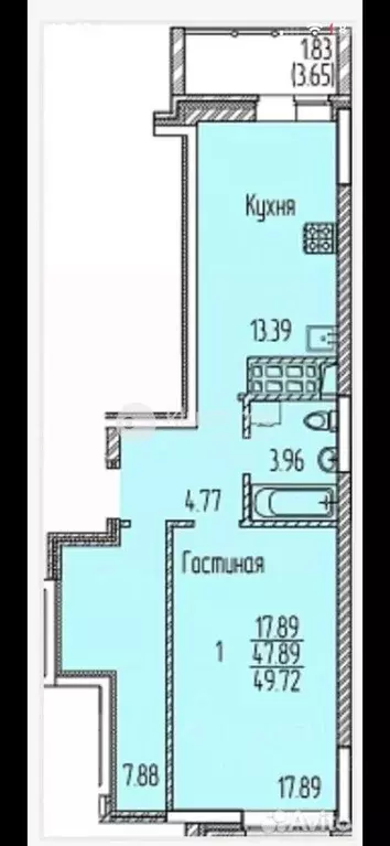 1-к кв. Татарстан, Казань ул. Рауиса Гареева, 102к1 (49.72 м) - Фото 2