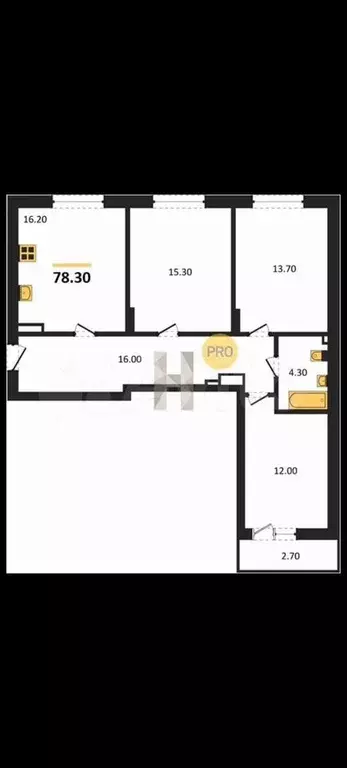 3-к. квартира, 78,3 м, 1/8 эт. - Фото 1