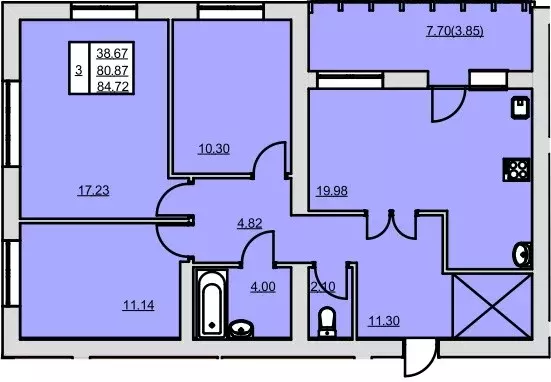 Продаётся 3-к квартира, 84.72 м - Фото 0