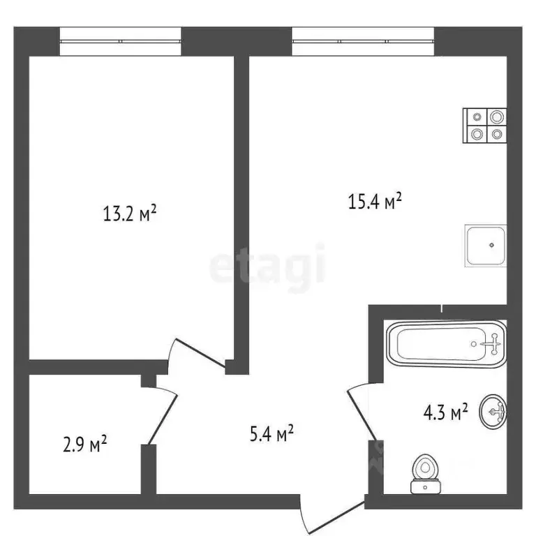 1-к кв. Тюменская область, Тюмень ул. Республики, 204к12 (41.2 м) - Фото 1