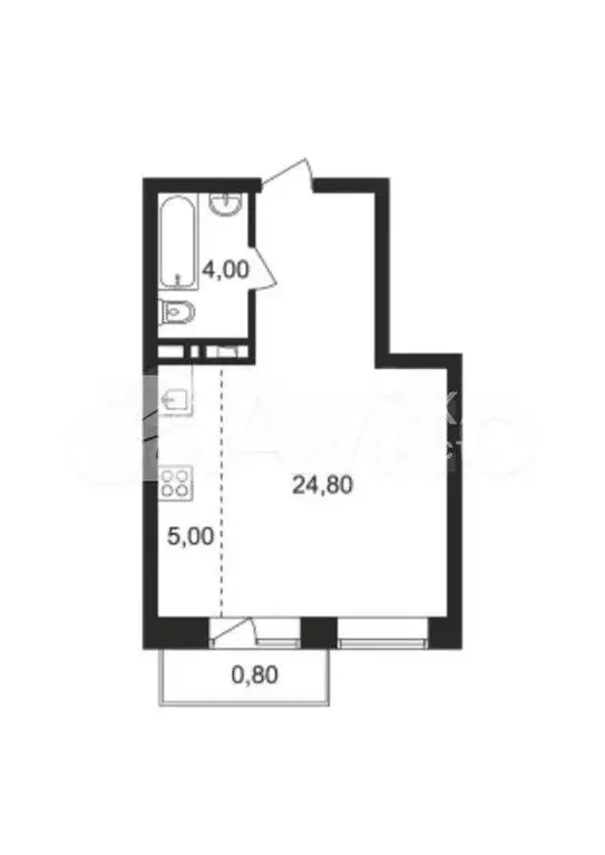 Квартира-студия, 33,8 м, 2/9 эт. - Фото 0