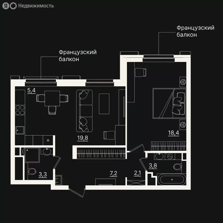 2-комнатная квартира: Тюмень, улица Щербакова, 2к5 (59.9 м) - Фото 0