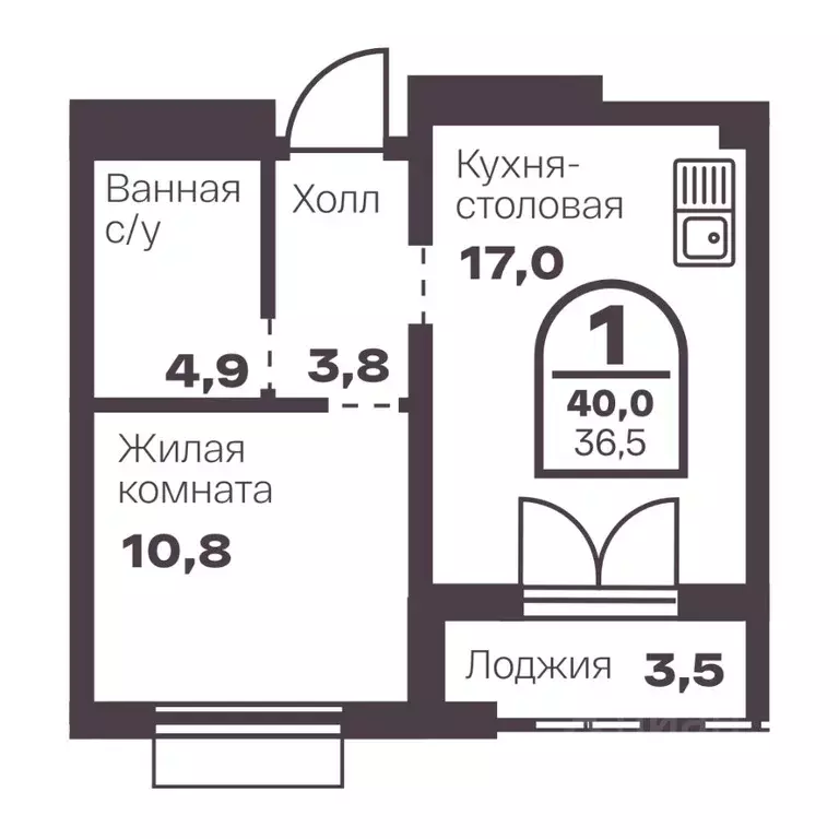 1-к кв. Челябинская область, Челябинск просп. Ленина, 19В (36.5 м) - Фото 0