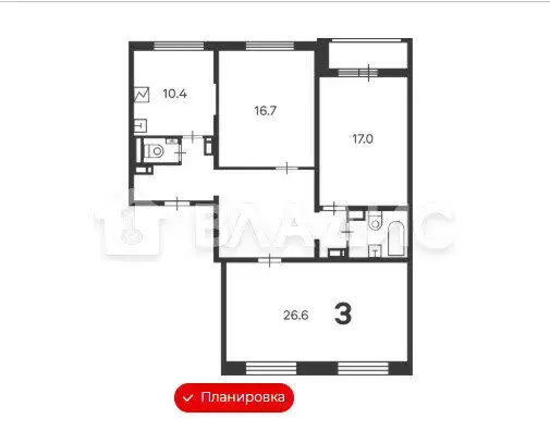 3-комнатная квартира: Москва, район Троицк, Кварцевая улица, 5к1 (95.1 ... - Фото 1