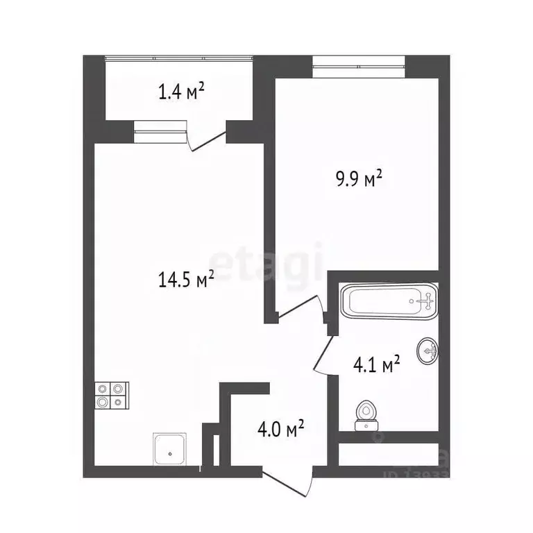 1-к кв. Тюменская область, Тюмень Полевая ул., 117к3 (40.0 м) - Фото 2