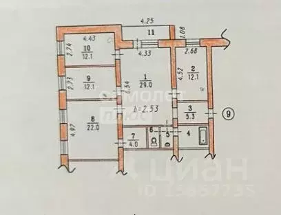 4-к кв. Омская область, Омск Хлебная ул., 33 (106.4 м) - Фото 2