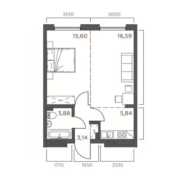 1-к кв. Иркутская область, Иркутск ул. 6-я Советская, 2 (45.05 м) - Фото 0