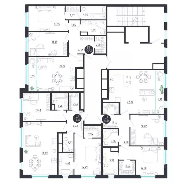 2-к кв. Тульская область, Тула  (84.58 м) - Фото 1