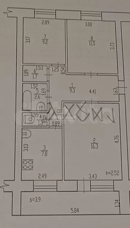 3-к. квартира, 59,7 м, 1/5 эт. - Фото 0