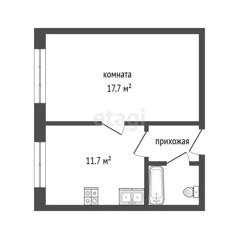 1-комнатная квартира: Кемерово, улица Веры Волошиной, 28А (35.2 м) - Фото 1