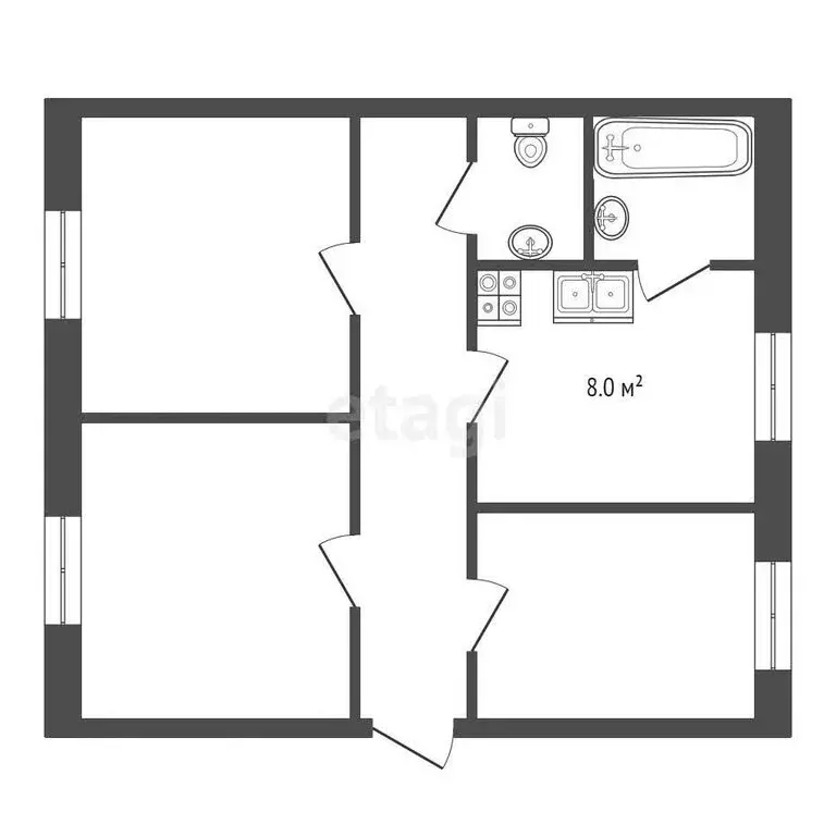 3-комнатная квартира: Алапаевск, улица Сафонова, 56 (58 м) - Фото 0