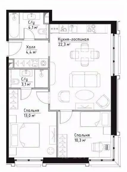 3-к кв. Москва Дубининская ул., 59А (55.5 м) - Фото 0