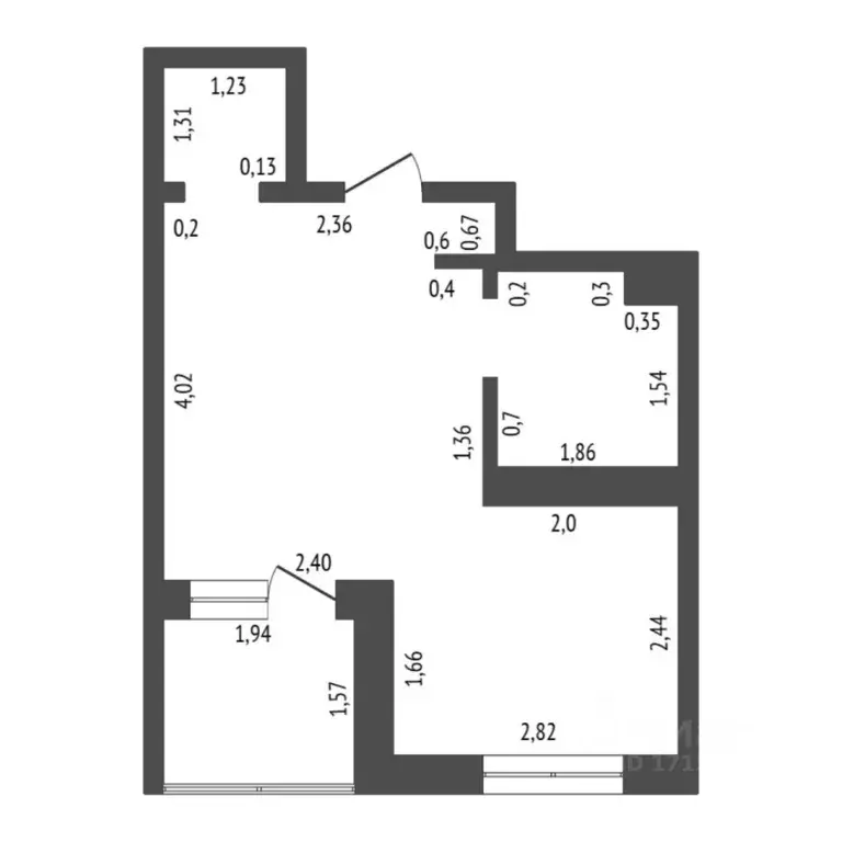 Студия Тюменская область, Тюмень Дамбовская ул., 25к1 (24.1 м) - Фото 2