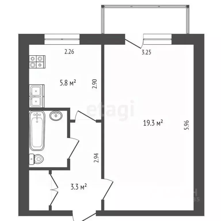 1-к кв. Московская область, Лыткарино 3-й мкр, 3А кв-л, 24 (32.2 м) - Фото 0