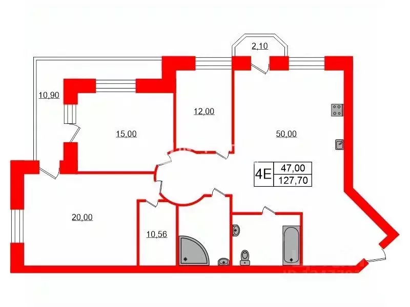 3-к кв. Санкт-Петербург Большая Озерная ул., 77 (127.7 м) - Фото 1