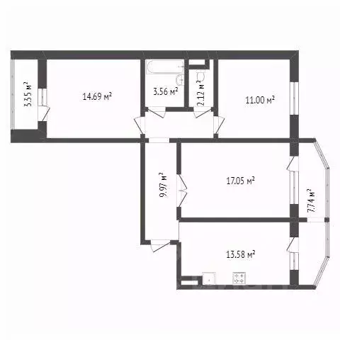 3-к кв. Брянская область, Брянск Флотская ул., 6 (72.3 м) - Фото 1