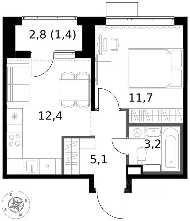 1-к кв. Московская область, Химки Клязьма-Старбеево мкр, Международный ... - Фото 2