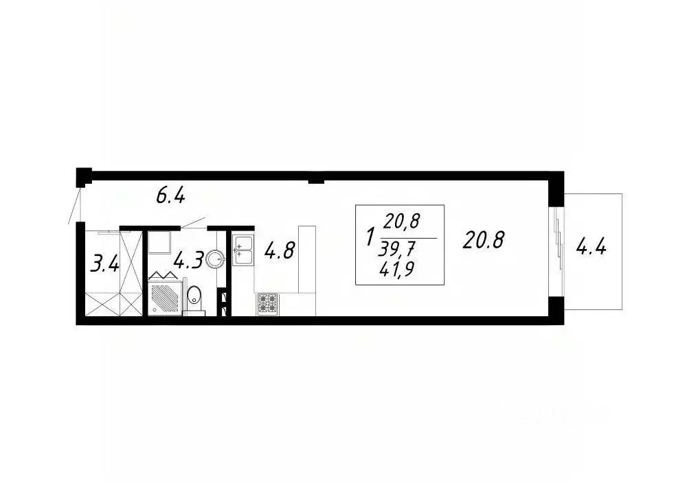 1-к кв. Ставропольский край, Ессентуки Озеро жилой комплекс (41.9 м) - Фото 1