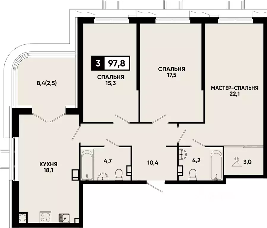 3-к кв. Ставропольский край, Кисловодск Моя Легенда жилой комплекс ... - Фото 1