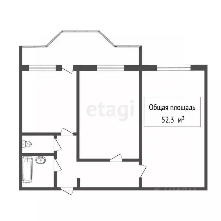 2-к кв. Томская область, Томск ул. Мичурина, 5 (52.3 м) - Фото 1