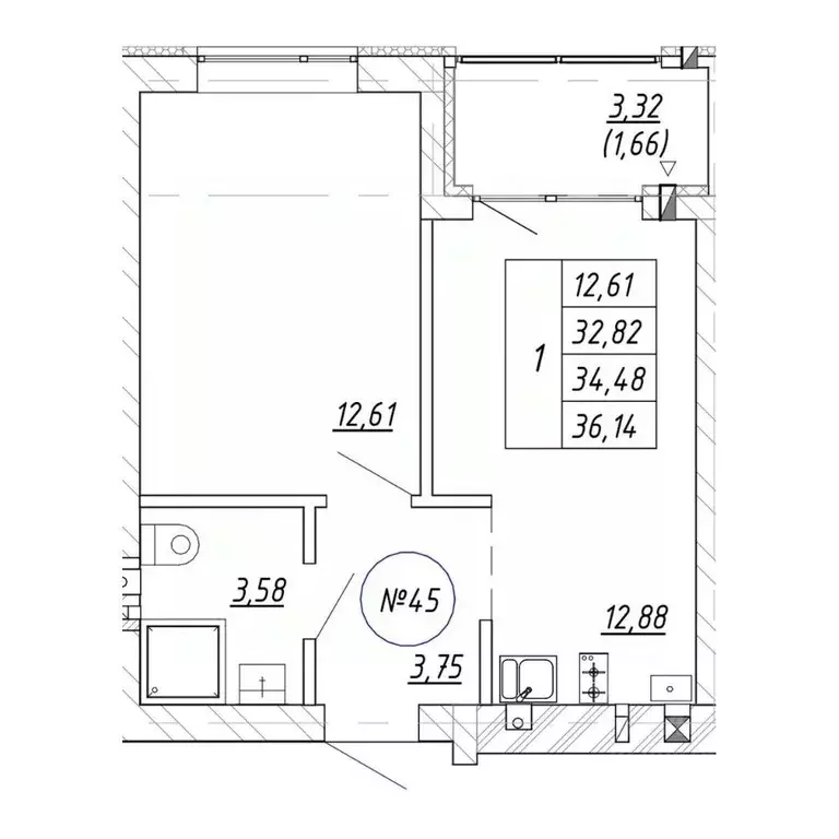 1-к кв. Калининградская область, Зеленоградск пос. Малиновка,  (36.14 ... - Фото 1