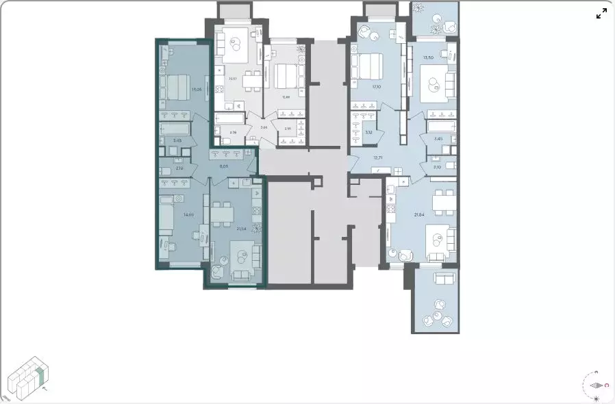 3-комнатная квартира: село Перхушково, микрорайон Равновесие, 9 (62.7 ... - Фото 2