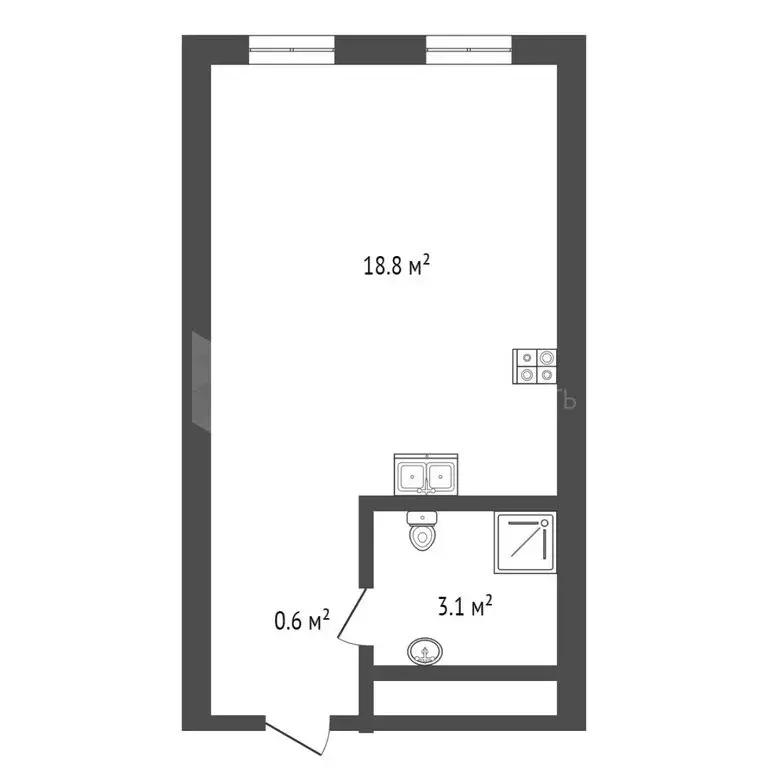 Квартира-студия: Тюмень, улица Евгения Войнова, 3 (22.5 м) - Фото 1