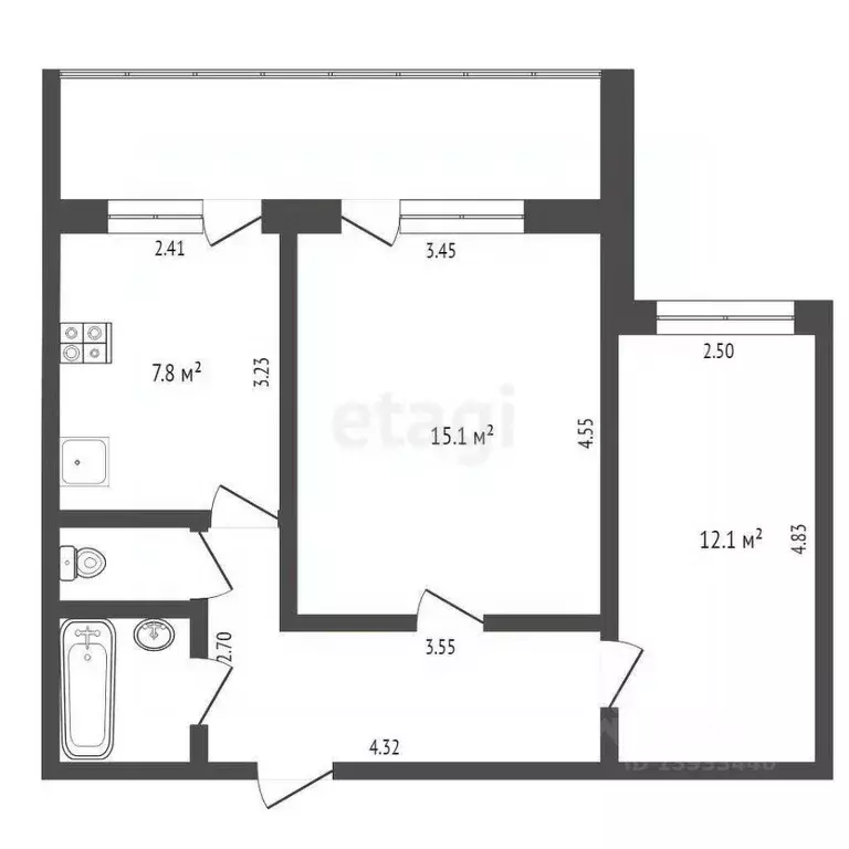 2-к кв. Тюменская область, Тюмень ул. Газовиков, 30 (51.0 м) - Фото 1