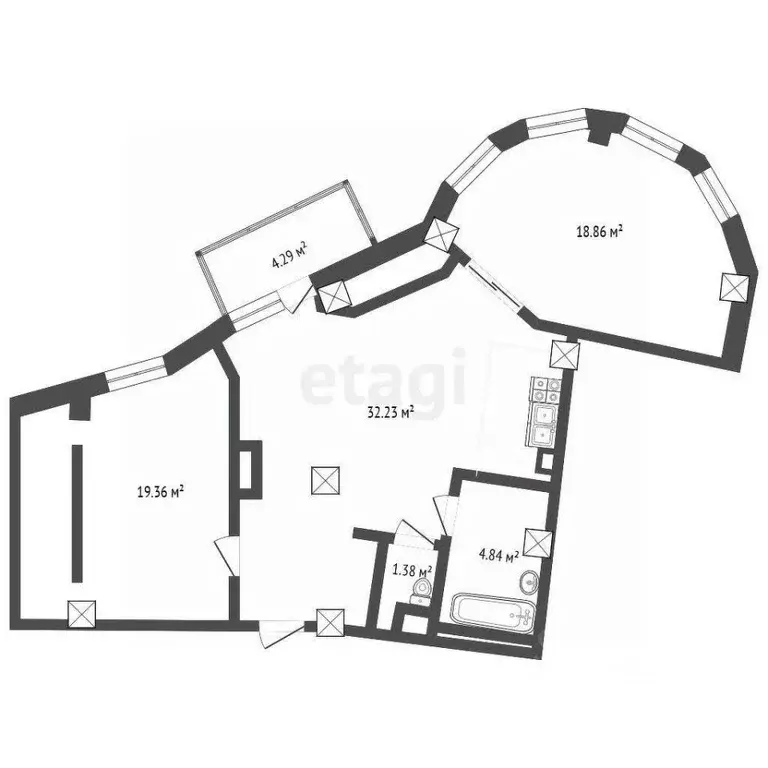 3-к кв. Белгородская область, Белгород Харьковская ул., 3 (81.0 м) - Фото 2