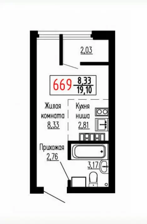 Квартира-студия: Екатеринбург, улица Лыжников, 3 (19.1 м) - Фото 0