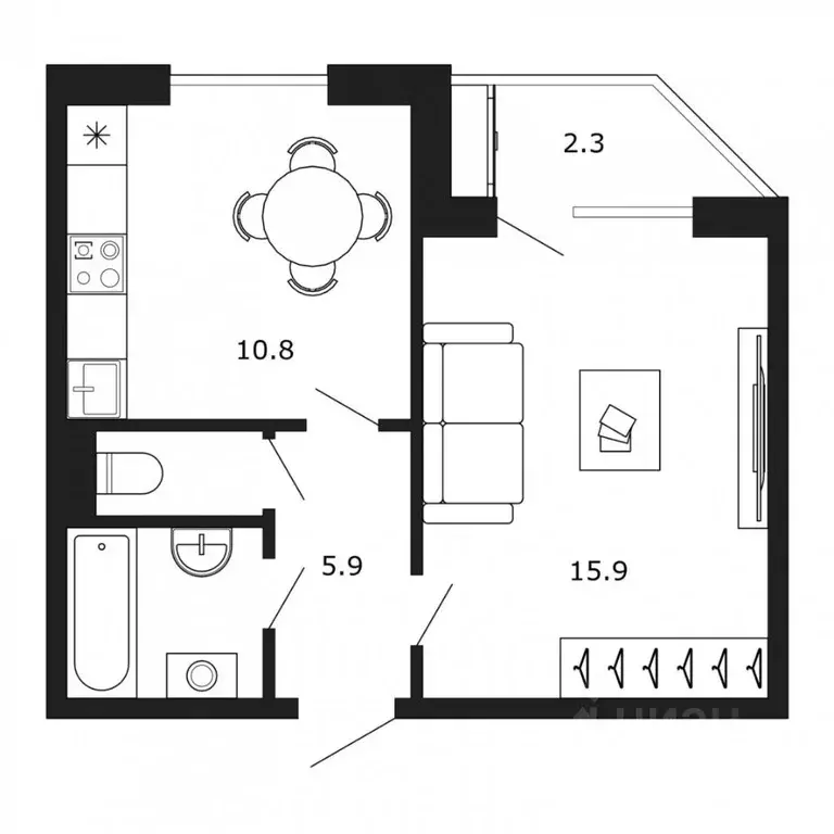 1-к кв. Санкт-Петербург Пулковское ш., 13К4 (37.0 м) - Фото 1