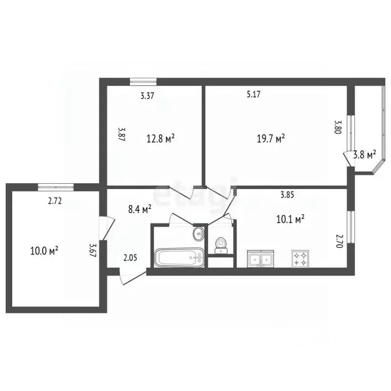 3-к кв. Санкт-Петербург Двинская ул., 10к5 (64.0 м) - Фото 2