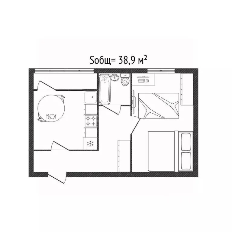 1-к кв. Брянская область, Брянск ул. Крахмалева, 33 (38.9 м) - Фото 1