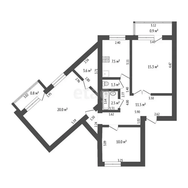 3-комнатная квартира: Калининград, Самаркандская улица, 3 (72.9 м) - Фото 0