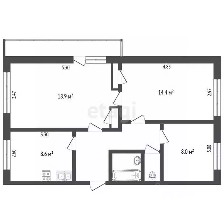 3-к кв. Томская область, Томск ул. Карла Ильмера, 15 (64.5 м) - Фото 2