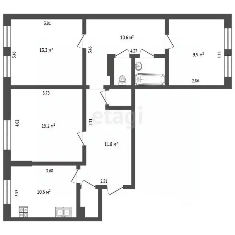 3-к кв. Псковская область, Псков ул. Шестака, 28 (76.5 м) - Фото 1