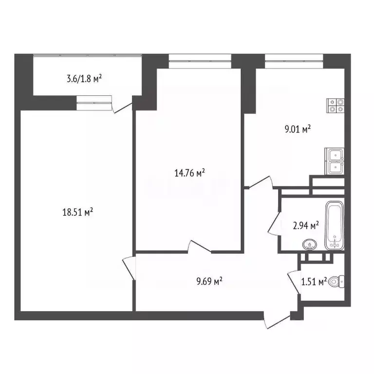 2-к кв. Ярославская область, Ярославский муниципальный округ, пос. ... - Фото 1